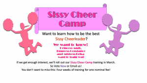 sissy cheerleader, sissy cheerleading camp
